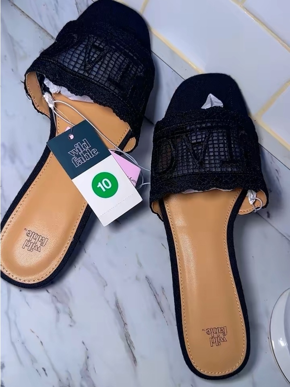 wild fable Black Slide Mules with Tan Insole